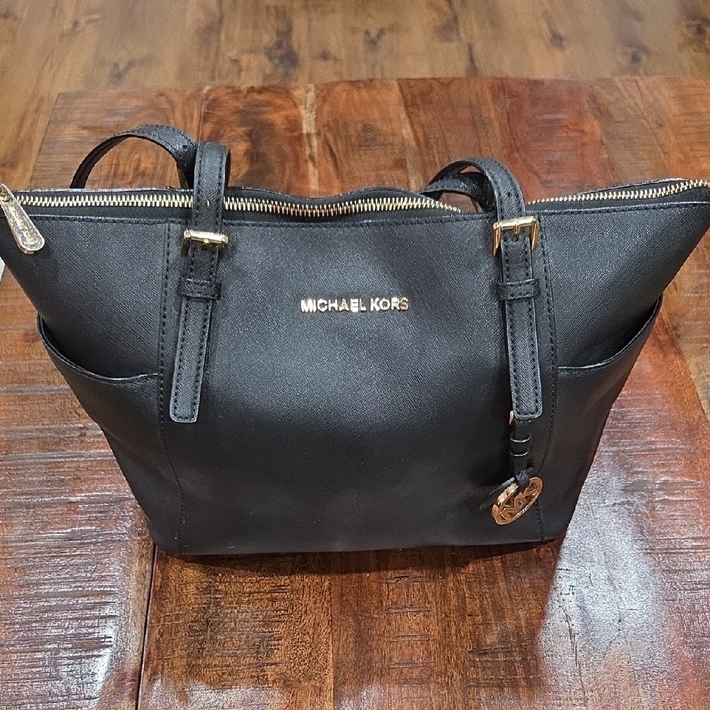 Michael Kors Classic Black Tote with Gold Accents